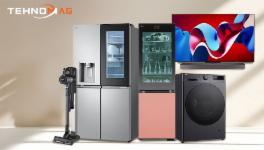vacum cleaner, refrigirator, vine cooler and washing machine in front of beige wall