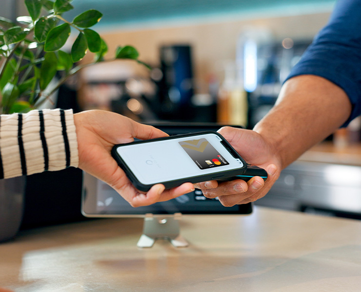 MC Business card on a mobile POS device
